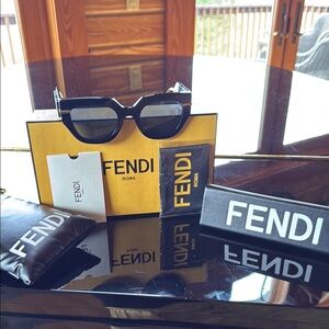 Fendi Black Sunglasses with Yellow Case